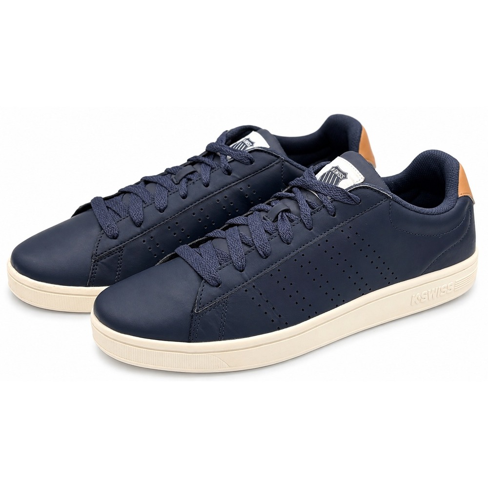 K-Swiss Court Casper Mens Size 13 Blue Leather Low Top Lace Up Shoes 05586-478-M